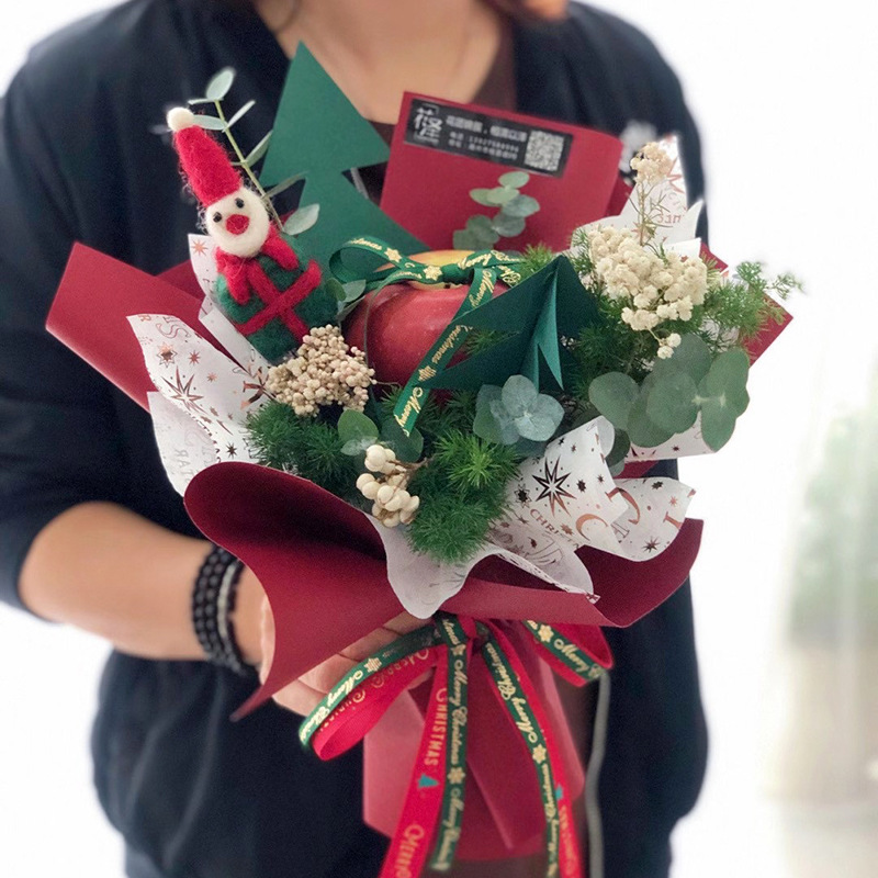 Papel Coreano Impermeable con Estampado Dorado - Para Ramos Florales y Manualidades Navideña