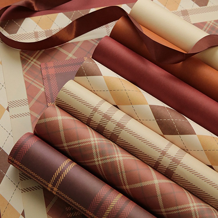 Papel de regalo de flores de celebridades de Internet de otoño e invierno Papel de regalo de ramo de Maillard（86#）-ywys