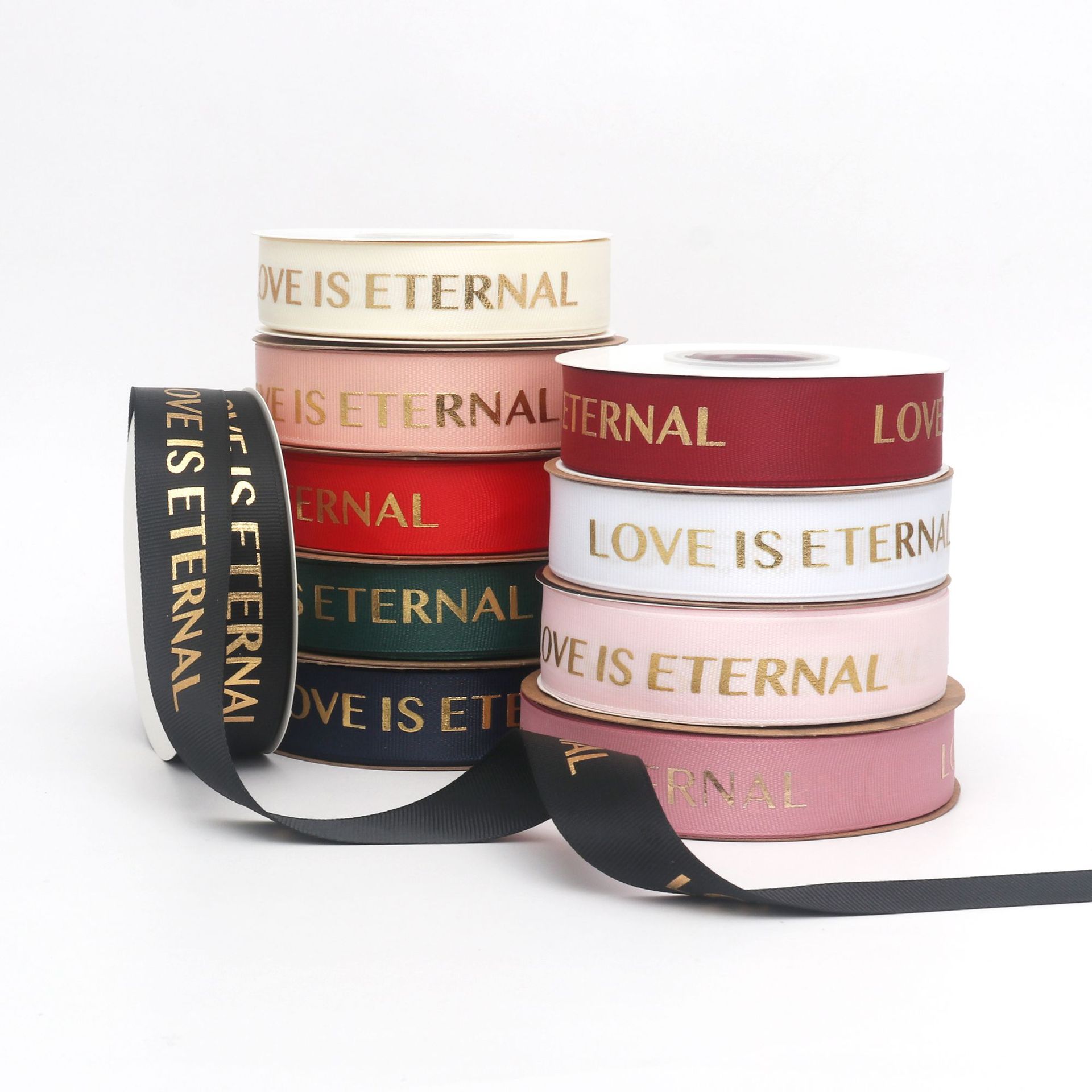 Cinta de Love Dorada de 8mm para Flores y Repostería - Proveedor Mayorista con Stock Inmediato