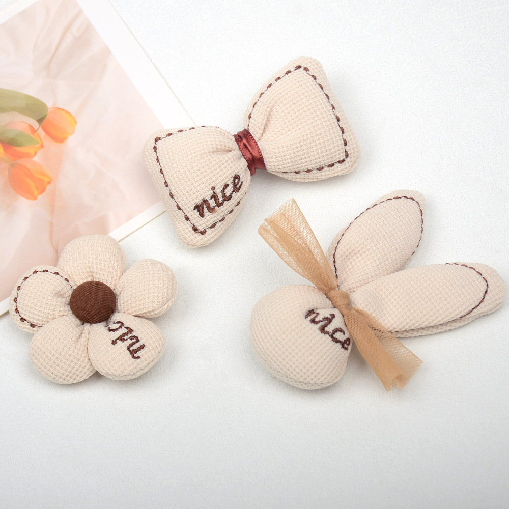 Flores de conejo coreanas 5 pétalos acolchadas - Lazos y adornos para prendas de invierno - Proveedor mayorista-ywys