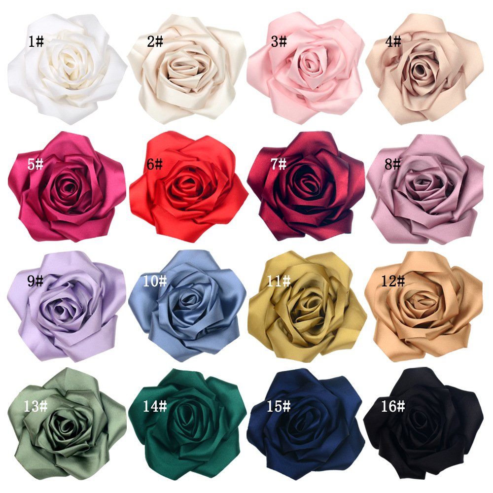 Flores de Rosa de Satén para DIY - Broches, Imperdibles, Horquillas y Adornos - Conjunto de Accesorios para Manualidades-ywys