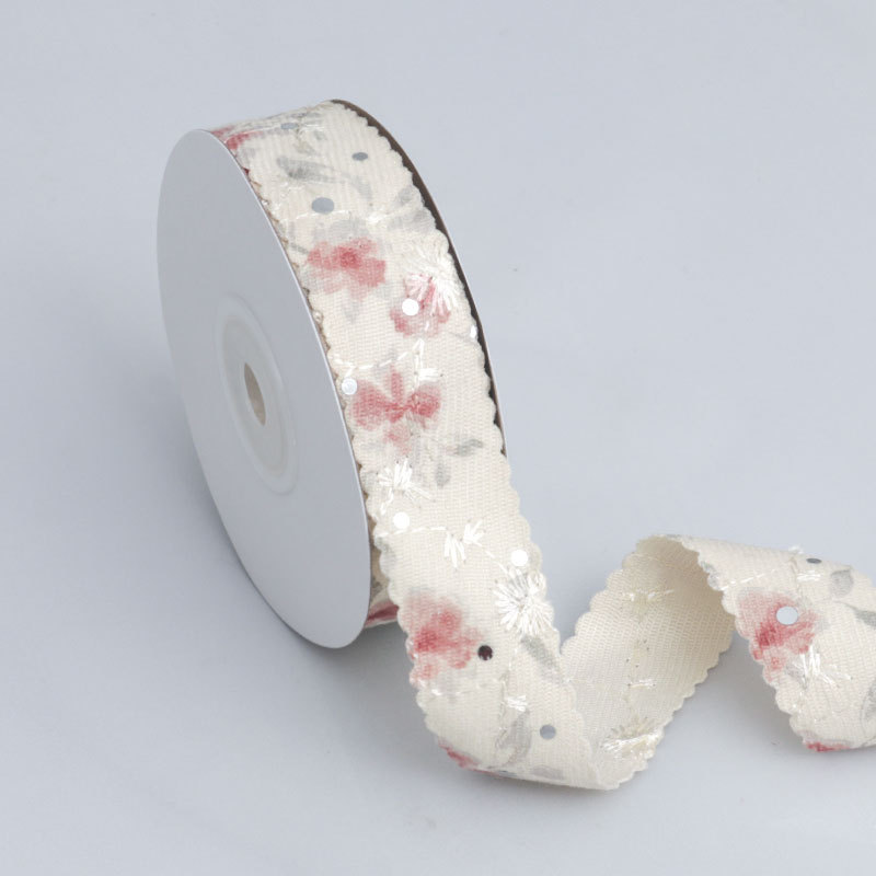 Cinta de Onda Bordada con Diseño Floral - Para Accesorios de Pelo y Decoración - Proveedor Mayorista