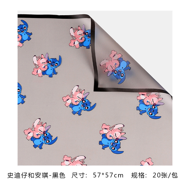 Papel Coreano Semi-Traslúcido con Stitch & Ángel - Borde Mágico Mate Impermeable (Diseño Nostálgico) -ywys