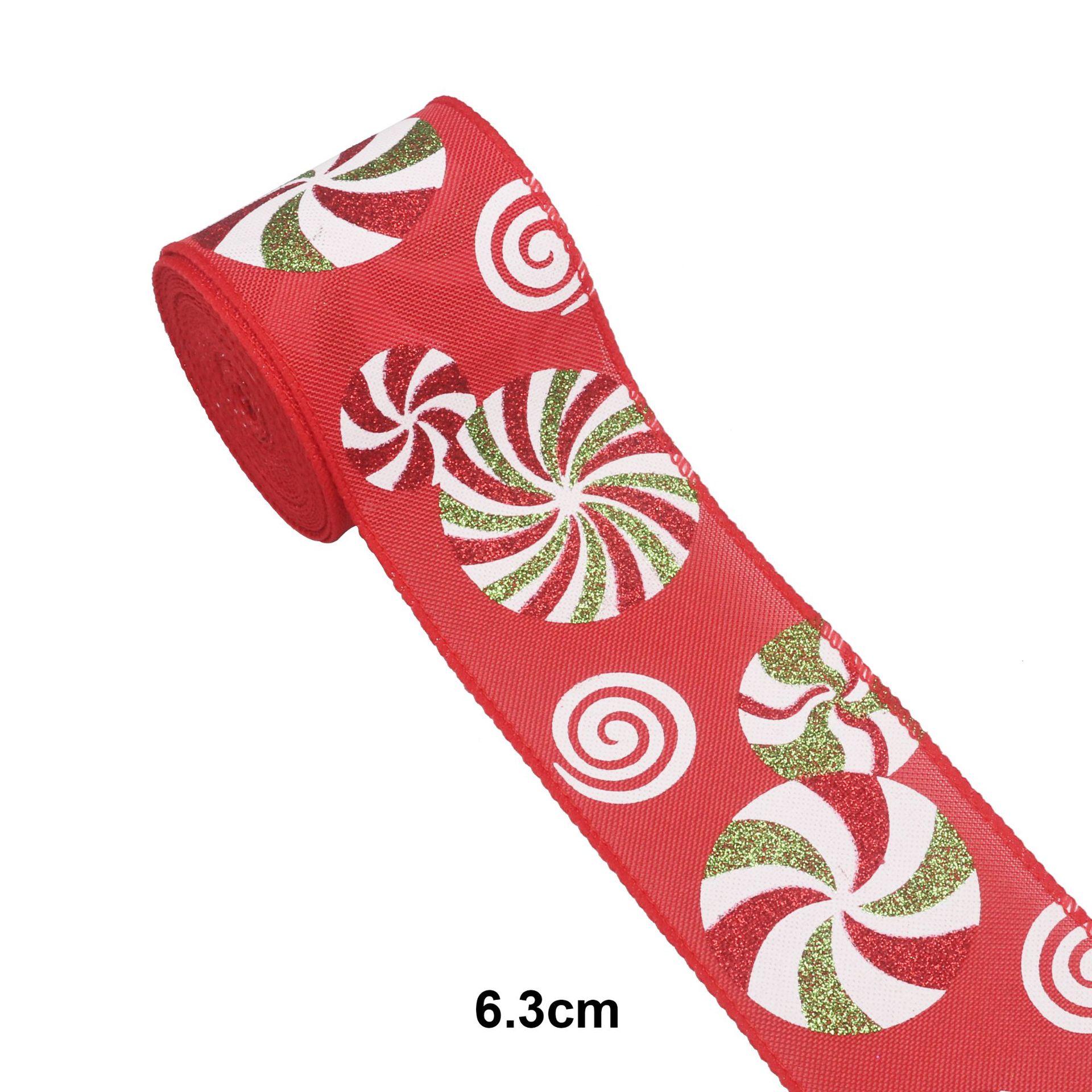 Cinta de Regalo Estampada con Efecto Lino y Purpurina - Para Lazos Navideños y Manualidades - Proveedor Mayorista