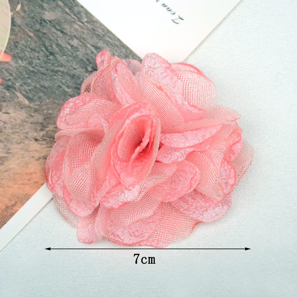Flores de camelia de tul organza con bordes quemados - Accesorios versátiles para diademas, broches y adornos de moda - Venta al por mayor -ywys