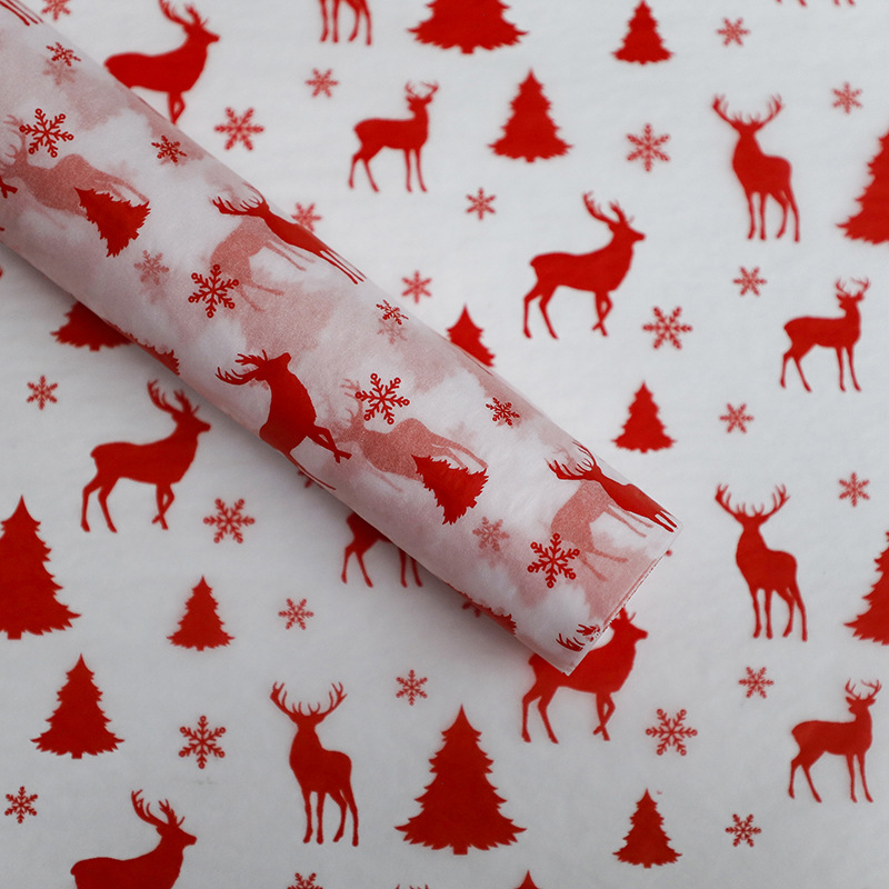 Papel de Sedá Navideño Translúcido con Reno - Para Arreglos Florales y Regalos | Colección Invernal