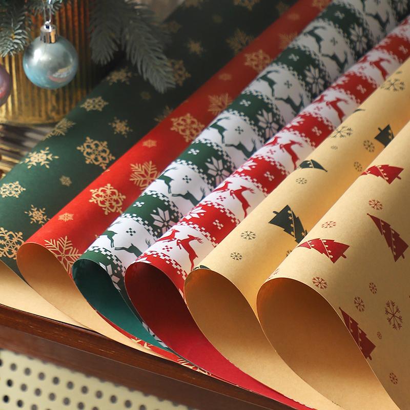 Papel de Regalo Navideño con Diseño de Árbol de Navidad - Para Manzanas de Nochebuena y Regalos | Venta al por Mayor