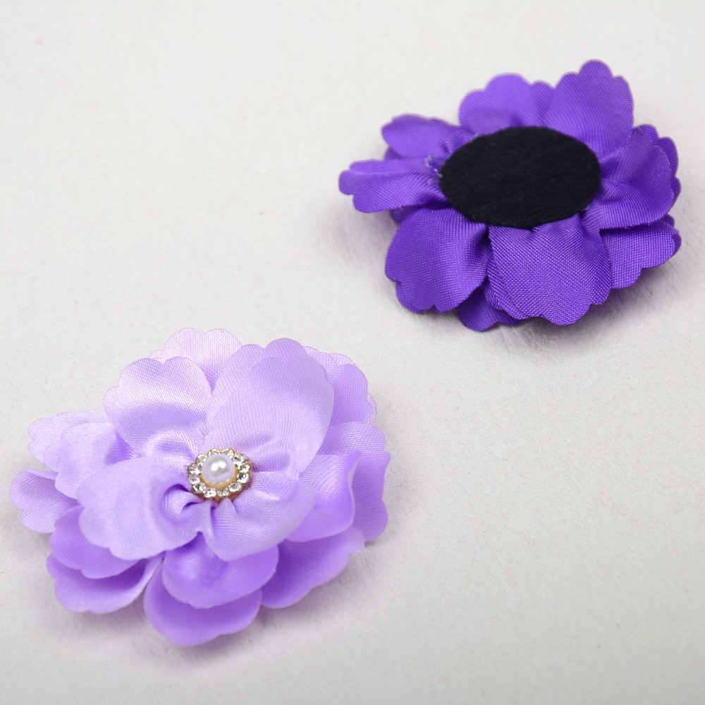 Flores Onduladas con Perlas y Cristales de Satén - Accesorios para DIY, Pelo, Sombreros y Calzado - Novedad 2024-ywys