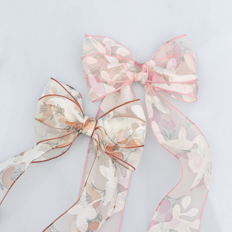 Cinta de gasa estampada transparente con borde prensado - Mayorista para importadores - Decoración de regalos, lazos, sombreros y manualidades