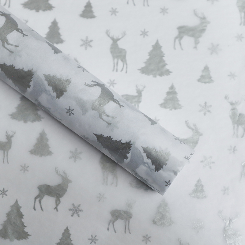 Papel de Sedá Navideño Translúcido con Reno - Para Arreglos Florales y Regalos | Colección Invernal