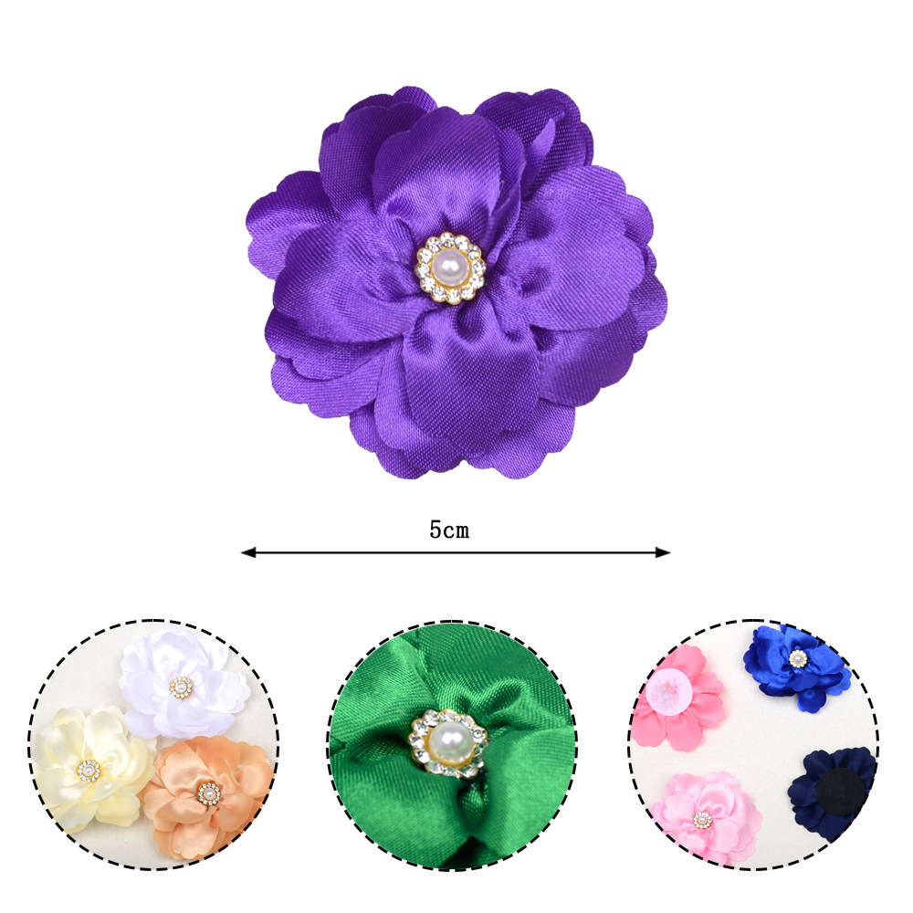 Flores Onduladas con Perlas y Cristales de Satén - Accesorios para DIY, Pelo, Sombreros y Calzado - Novedad 2024-ywys