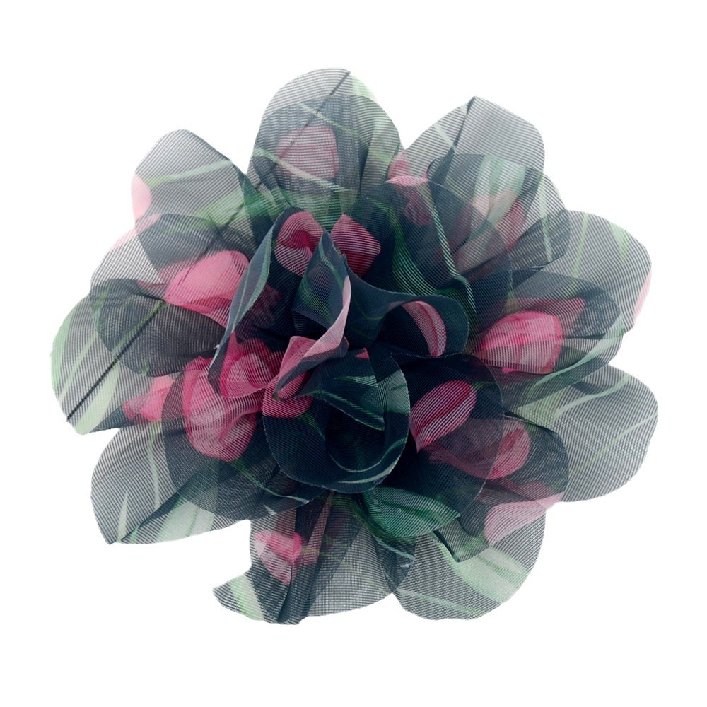 Flores boho de tul estampado (15cm) - Accesorios para pelo, broches y adornos de moda ecológica - Venta al por mayor 