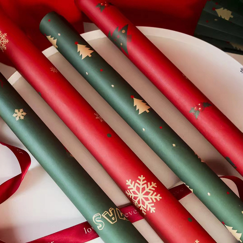 Papel de Regalo Navideño con Diseño de Árbol de Navidad - Para Manzanas de Nochebuena y Regalos | Venta al por Mayor-ywys