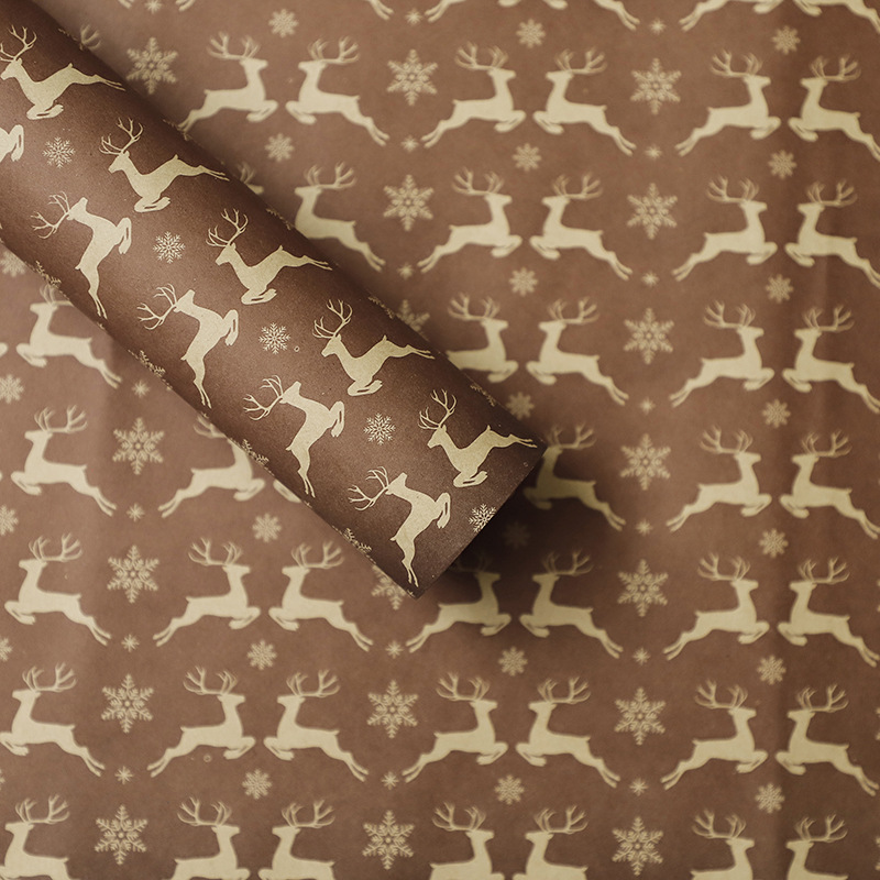 Papel de Regalo Navideño con Diseño de Reno - Para Ramos Florales y Manzanas de Nochebuena