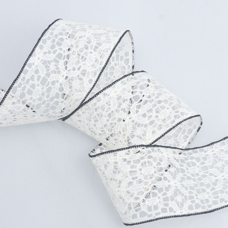 Cinta de Encaje Transparente con Borde Negro para Manualidades - Mayorista para Importadores - Decoración de Regalos, Lazos y Flores