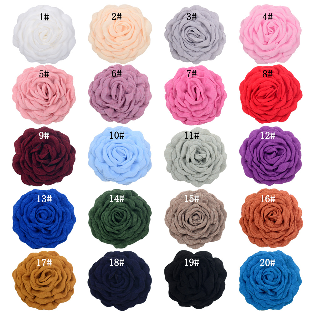 Flores de tela quemadas 12CM estilo Caro - Adornos oversize para accesorios de pelo, calzado y broches - Proveedor mayorista-ywys