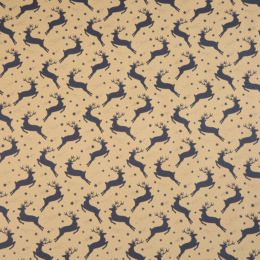 Papel Kraft Navideño Vintage - Diseños de Renos y Copos de Nieve para Nochebuena | Venta al por Mayor-ywys