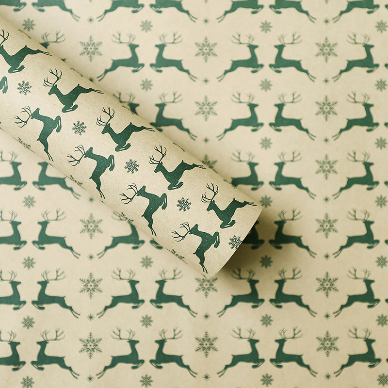 Papel de Regalo Navideño con Diseño de Reno - Para Ramos Florales y Manzanas de Nochebuena