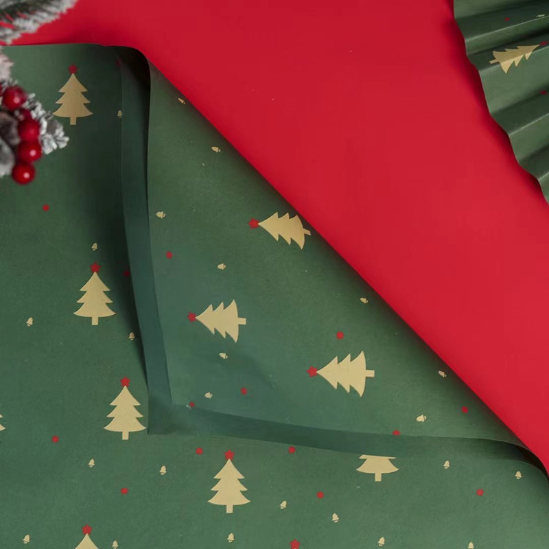 Papel de Regalo Navideño con Diseño de Árbol de Navidad - Para Manzanas de Nochebuena y Regalos | Venta al por Mayor-ywys