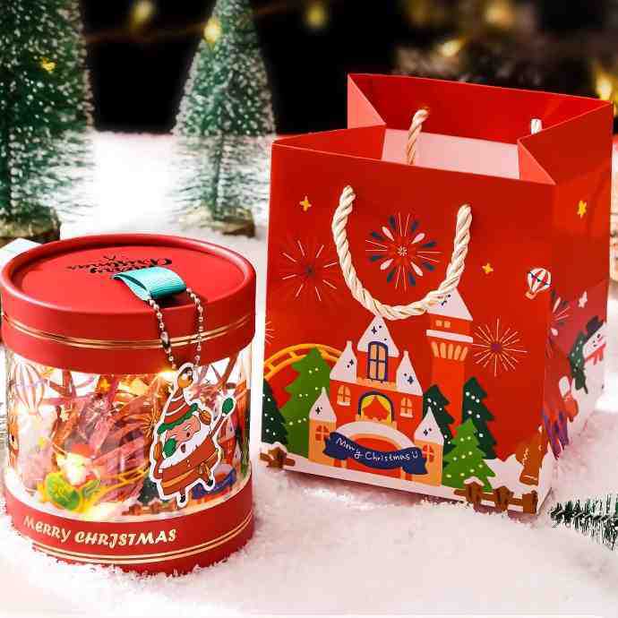 Caja Redonda Transparente para Manzanas de Nochebuena - Ideal para Dulces, Galletas y Regalos DIY