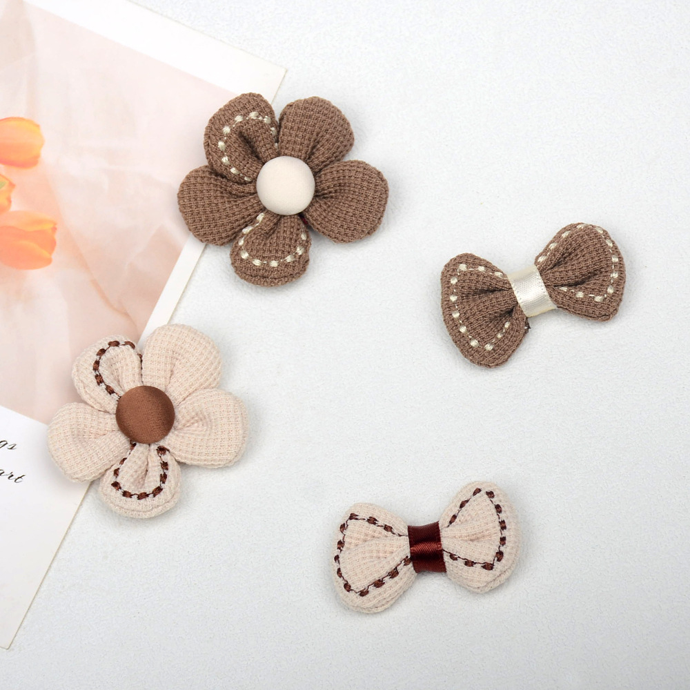 Flores de conejo coreanas 5 pétalos acolchadas - Lazos y adornos para prendas de invierno - Proveedor mayorista-ywys