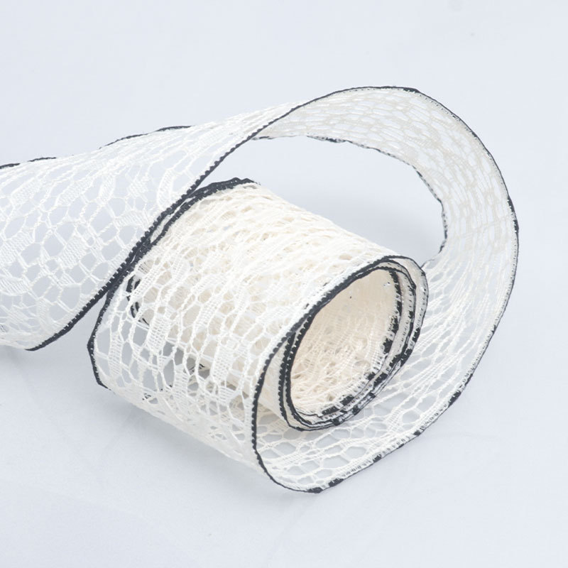 Cinta de Encaje Transparente con Borde Negro para Manualidades - Mayorista para Importadores - Decoración de Regalos, Lazos y Flores
