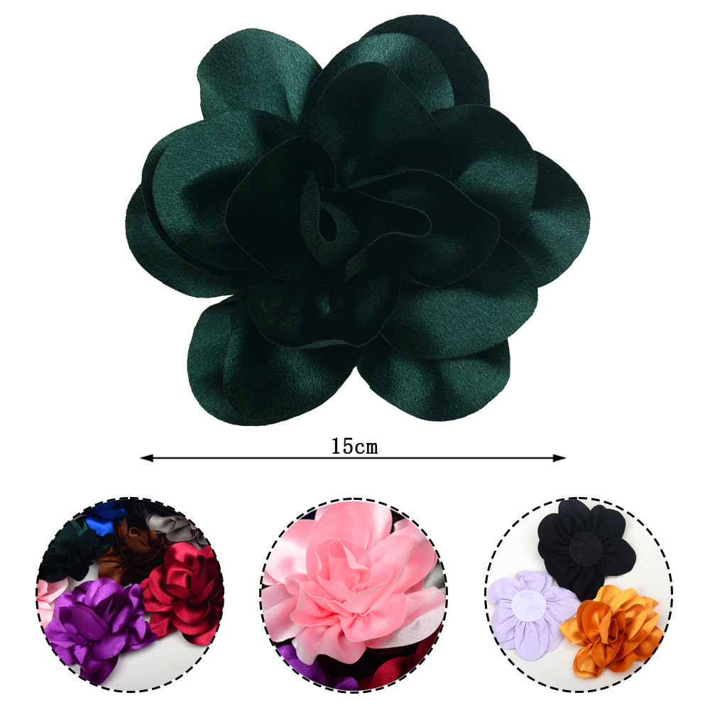 Flores gigantes 15CM de satén brillante - Rosas enrolladas para accesorios de moda - Proveedor mayorista-ywys