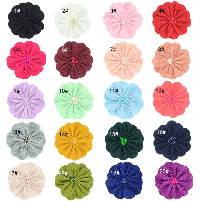 Flores de tela arrugada estilo corteza - 18 colores para accesorios, calzado y moda - Proveedor mayorista-ywys