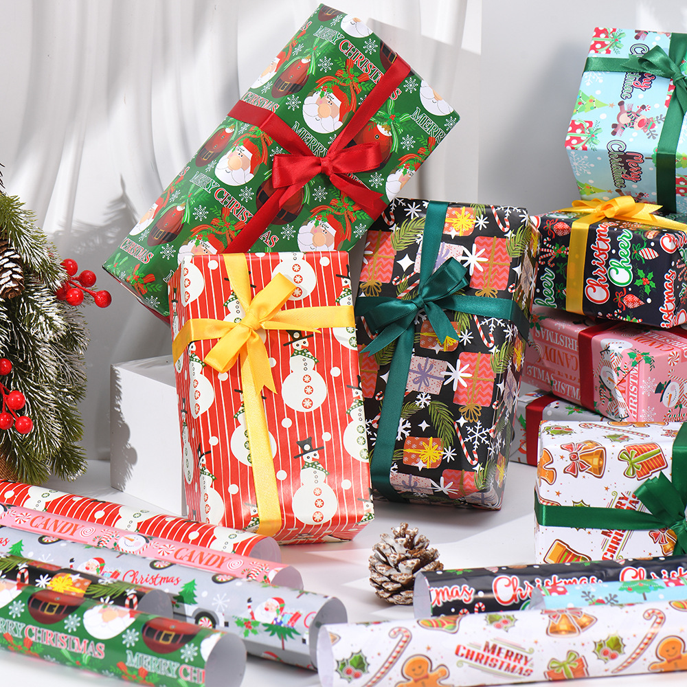Papel de Regalo Navideño de Papel Couché con Estampados - Ideal para DIY y Regalos | Venta al por Mayor