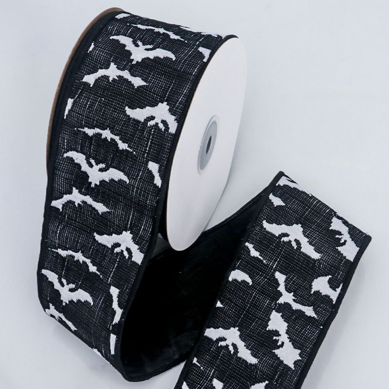 Cinta de Halloween con Alambre - Diseños de Calabaza y Murciélago - Para Decoración de Dulces y Juguetes - Proveedor Mayorista