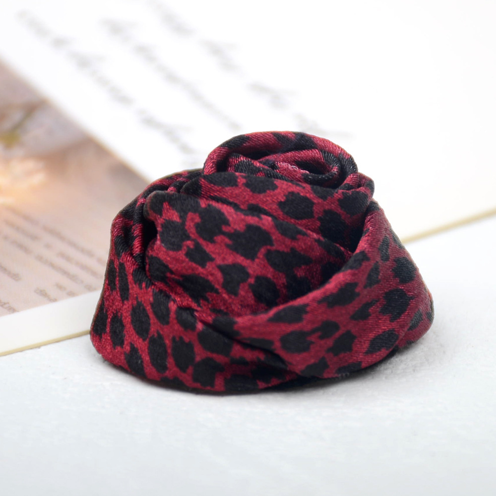 Rosas mini 3.5CM estilo retro leopardo - Flores de tela para accesorios, broches y moda - Proveedor mayorista-ywys