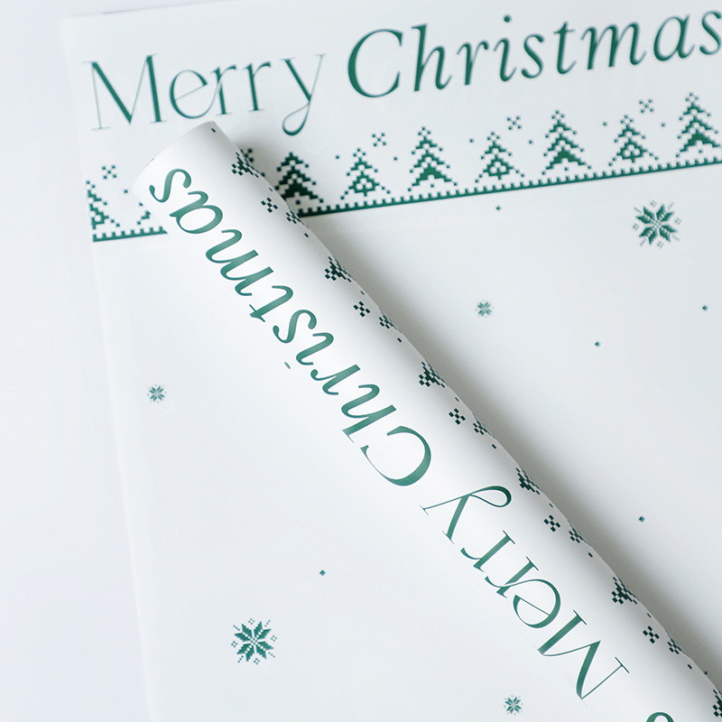 Colección 'Villancico' de Papel de Regalo Navideño - Con Diseños de Árboles Navideños para Manzanas y Regalos-ywys