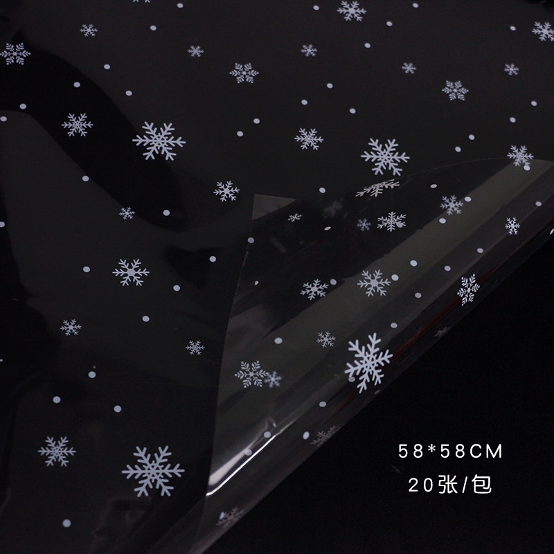 Papel Celofán Navideño con Diseño de Copos de Nieve - Para Arreglos Florales y Regalos de Nochebuena | Material para Florerías-ywys
