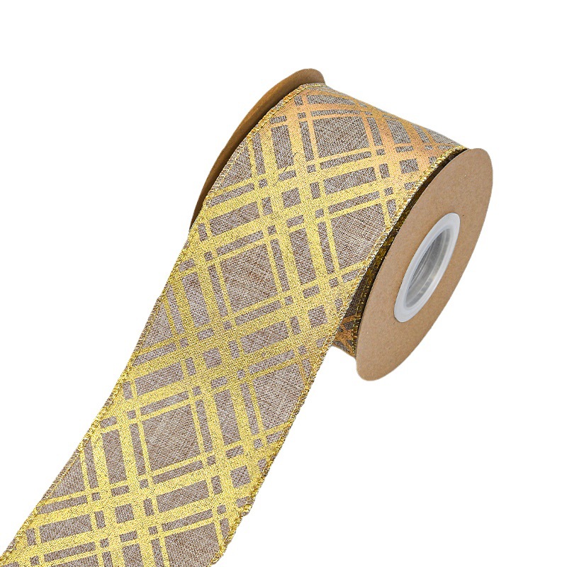 Cinta de Yute con Bordes Dorados para Navidad - Mayorista para Importadores - Decoración de Árboles y Regalos