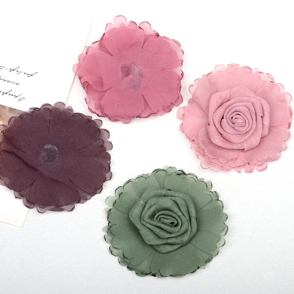 Flores secas de rosa de organza multicapa con bordes sellados - Flores de tela para DIY, accesorios de pelo, broches y complementos de moda - Mayorista-ywys