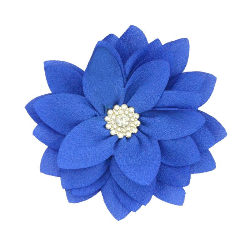 Flores de loto de gasa con diamantes (9cm, hoja puntiaguda) - Para DIY en accesorios de pelo, ropa y calzado - Venta al por mayor -ywys
