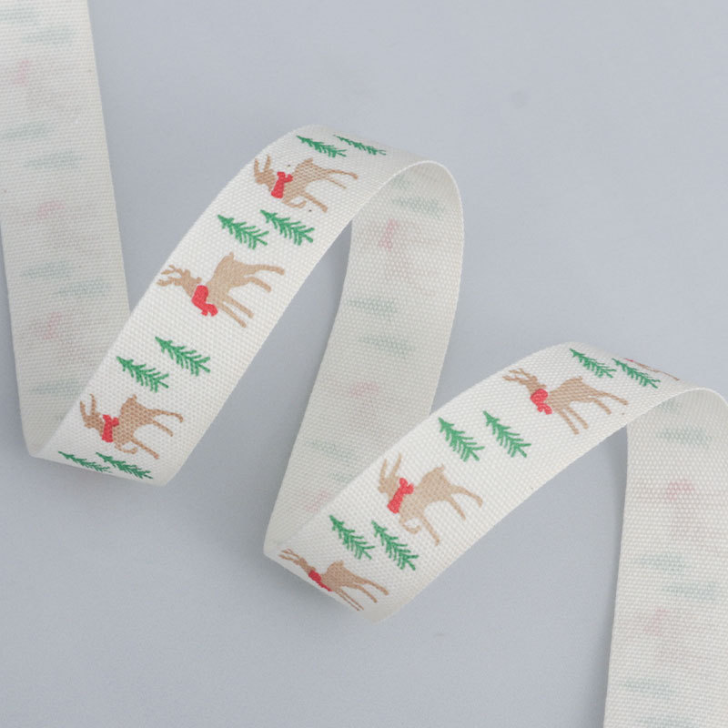 Cinta de Algodón con Estampado Dorado para Navidad - Decoración para Árbol de Navidad - Importadores al por Mayor
