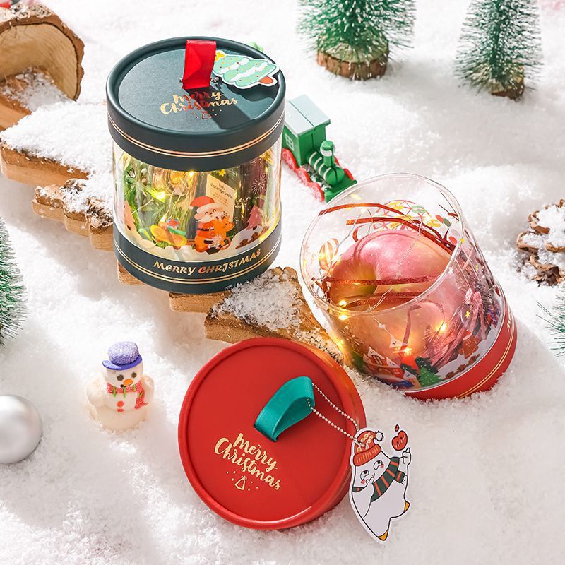 Caja Redonda Transparente para Manzanas de Nochebuena - Ideal para Dulces, Galletas y Regalos DIY