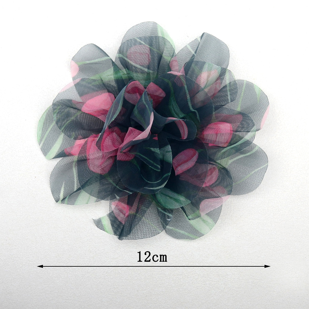 Flores boho de tul estampado (15cm) - Accesorios para pelo, broches y adornos de moda ecológica - Venta al por mayor 