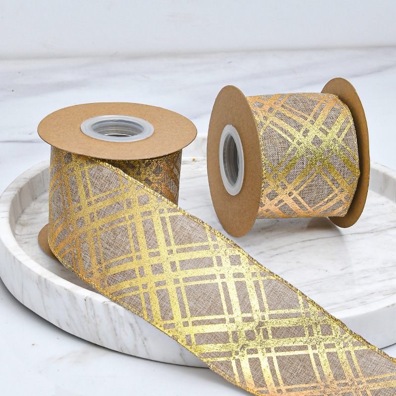 Cinta de Yute con Bordes Dorados para Navidad - Mayorista para Importadores - Decoración de Árboles y Regalos