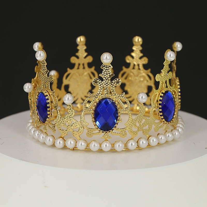 Pastel de cumpleaños de reina de cristal colorido, tiara, corona nupcial europea y americana（46#）