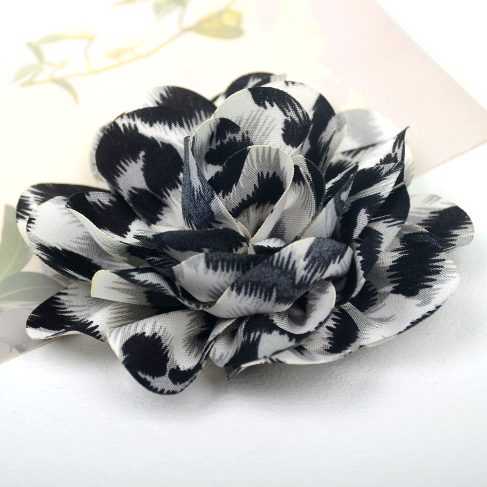 Rosas de gasa bicolor estilo leopardo vintage - Flores para accesorios de pelo, calzado y moda - Proveedor mayorista-ywys