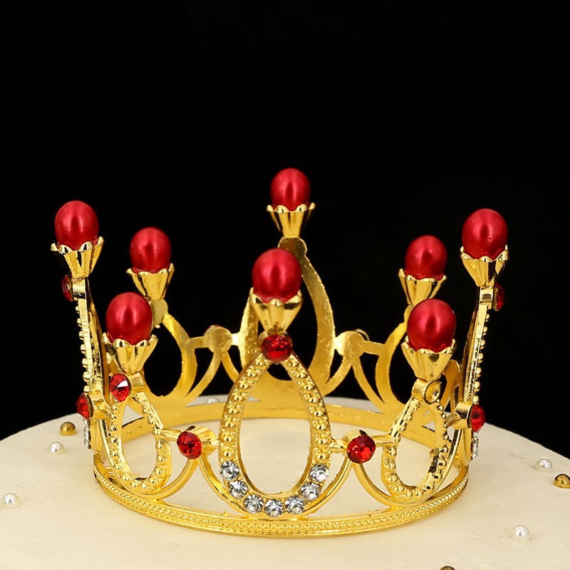 Corona redonda de aleación de flores para niños, accesorios para el cabello, joyería nupcial, pastel para hornear, corona de perlas destacada（43#）-ywys