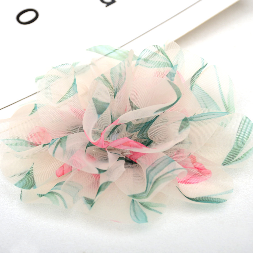 Flores boho de tul estampado (15cm) - Accesorios para pelo, broches y adornos de moda ecológica - Venta al por mayor 