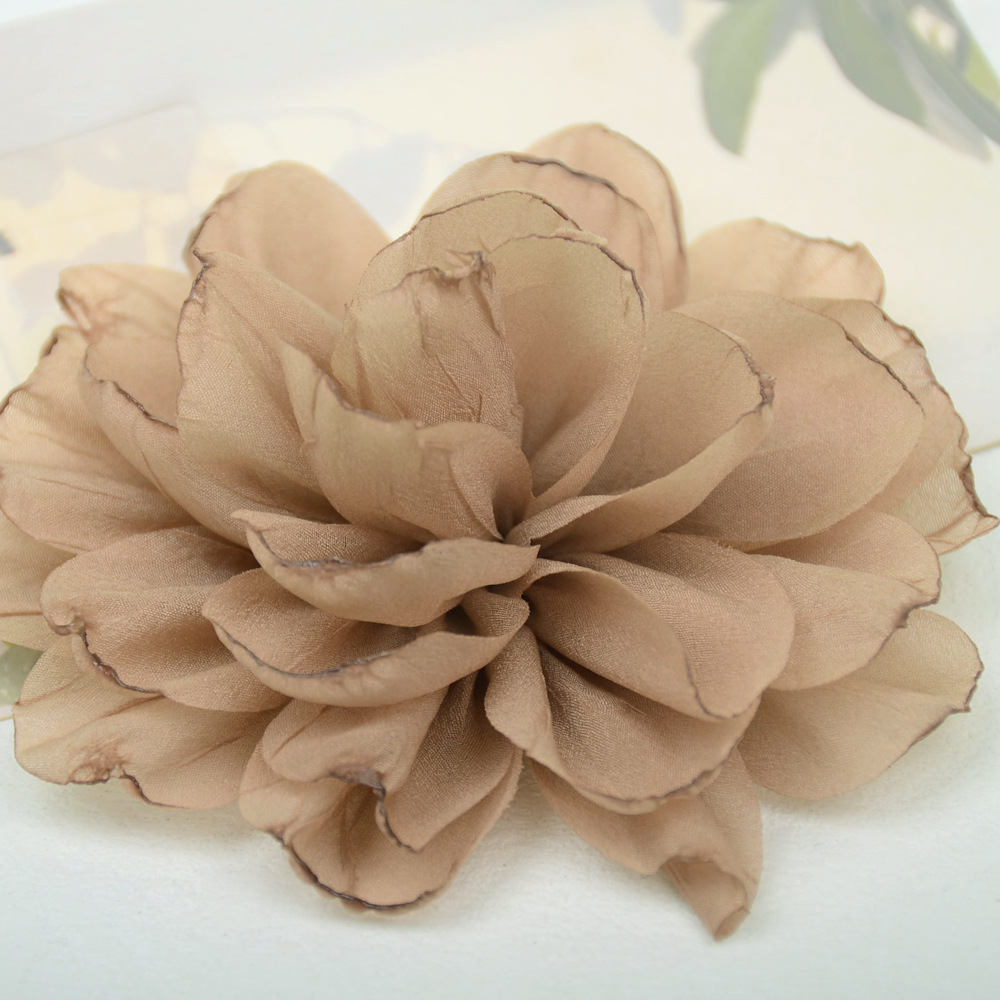 Rosas 3D de tul plisado con bordes quemados - Flores artesanales para diademas, pasadores y accesorios - Proveedor mayorista-ywys