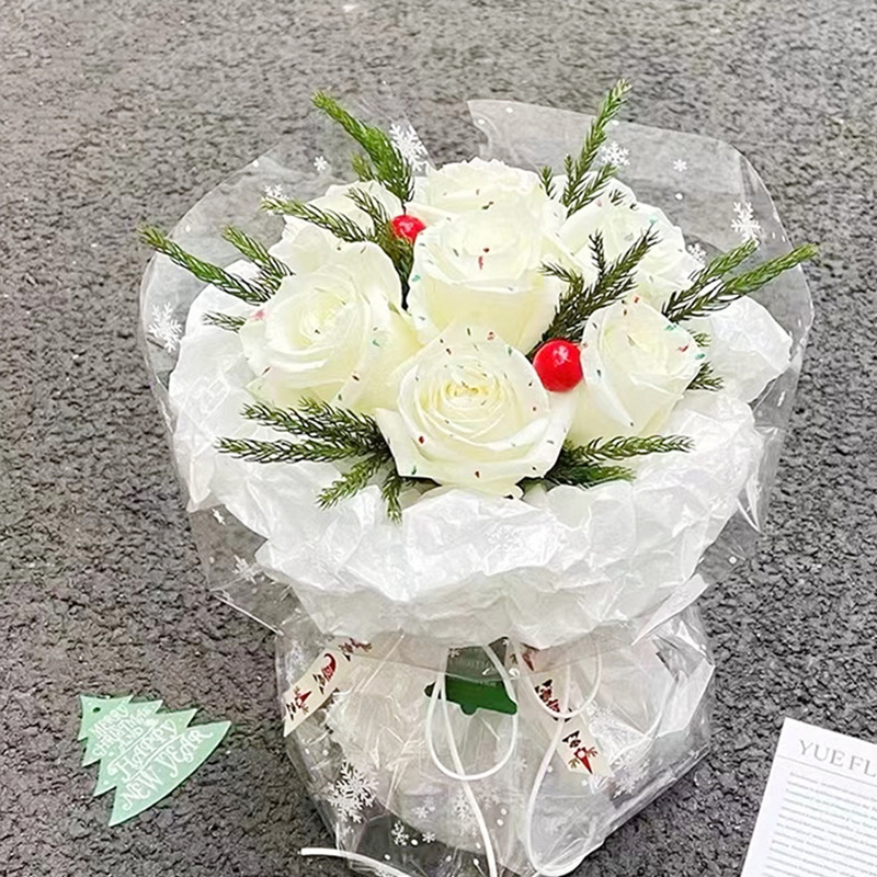 Papel Celofán Navideño Premium 100% Impermeable - Para Ramos Florales y Manzanas de Nochebuena