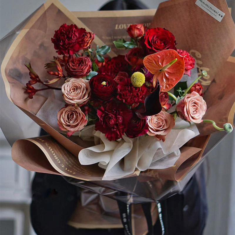 Papel De Regalo Flor De Papel De Arte De Celebridades De Internet De Amor Rosa（62#）