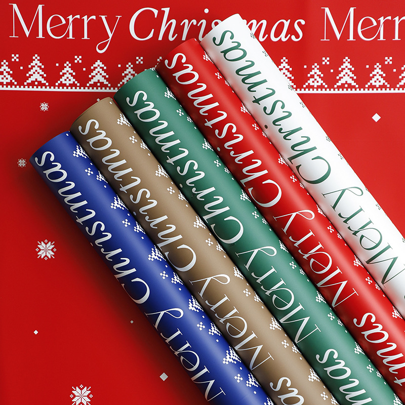 Colección 'Villancico' de Papel de Regalo Navideño - Con Diseños de Árboles Navideños para Manzanas y Regalos-ywys