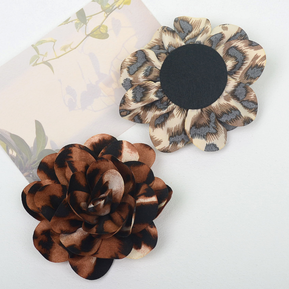 Rosas de gasa bicolor estilo leopardo vintage - Flores para accesorios de pelo, calzado y moda - Proveedor mayorista-ywys