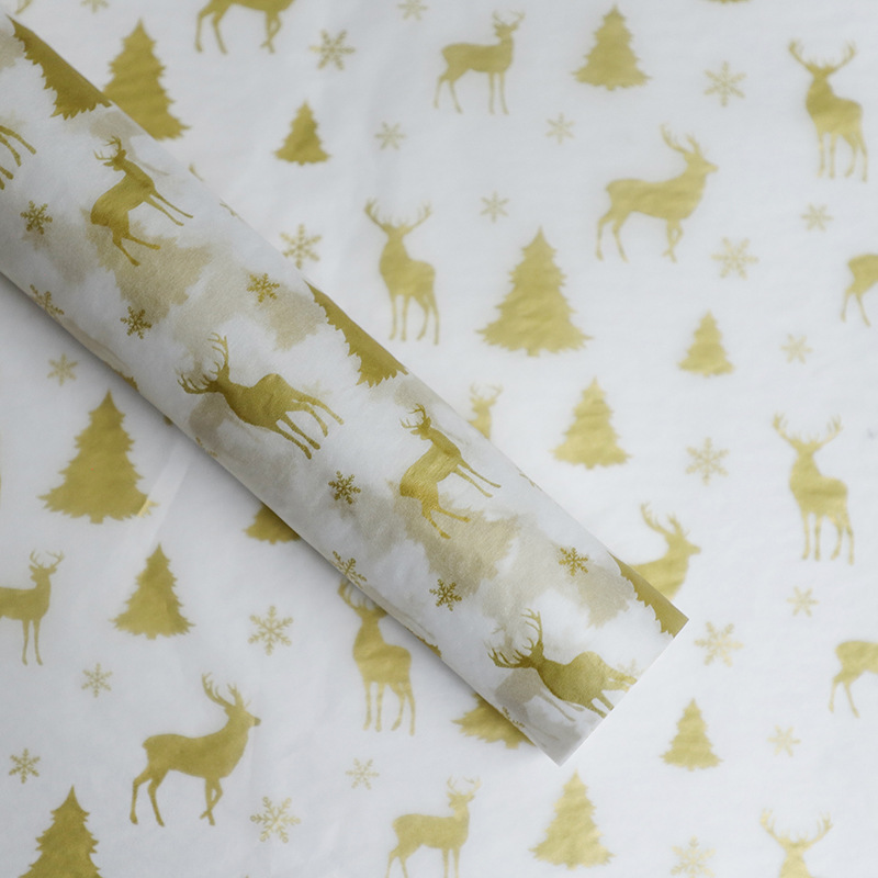 Papel de Sedá Navideño Translúcido con Reno - Para Arreglos Florales y Regalos | Colección Invernal